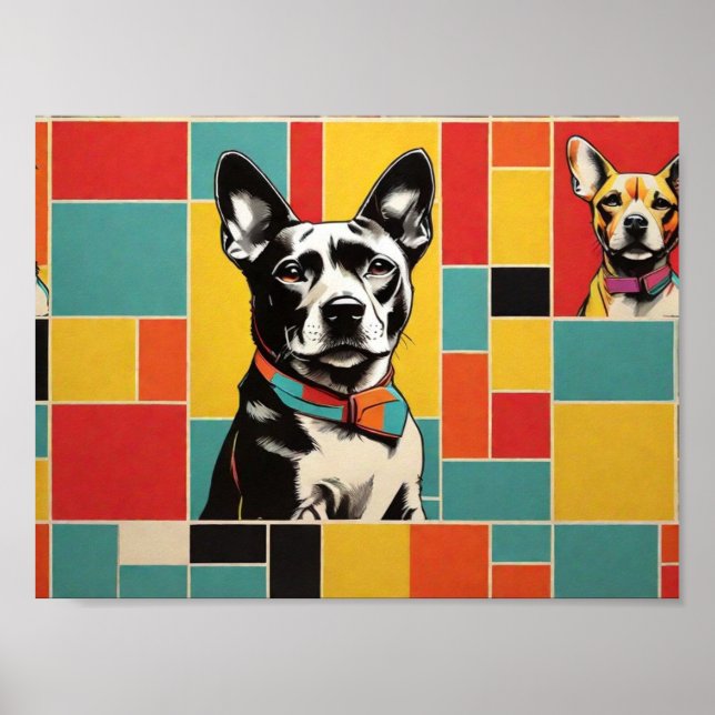 Pop Art Dog Photo - Modern Retro Colour Block Post Poster (Front)