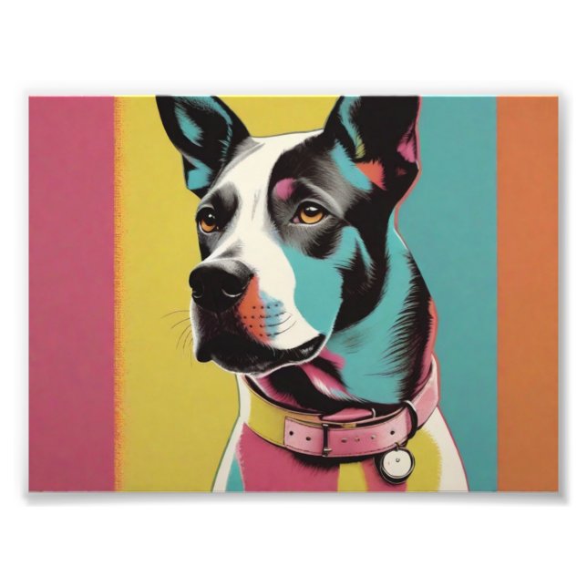 Pop Art Dog Photo -Modern Retro Colour Block Poste Print (Front)