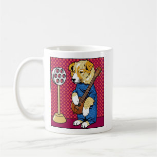 Pop Art Dog Playing Instrument Retro Comic Coffee Mug