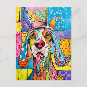 Pop-Art Dog Portrait in Retro Style Postcard