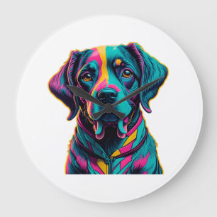 Pop Art dog to add fun and colour to your style Large Clock