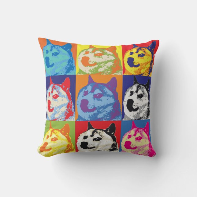 Pop Art Dogecoin Cushion (Front)