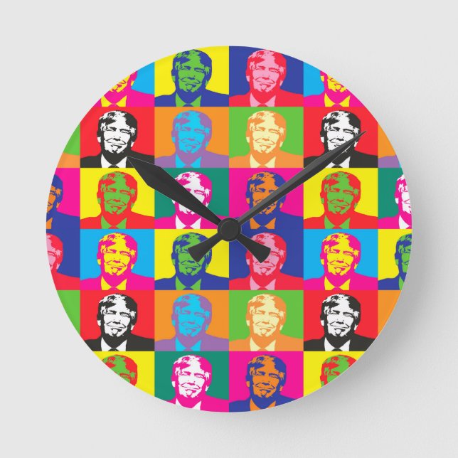 pop art donald trump round clock (Front)