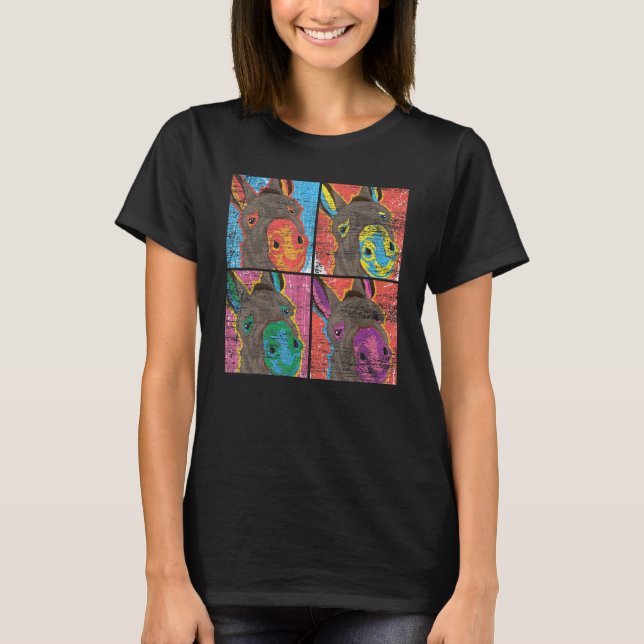 Pop Art Donkey Farm Animal Donkey T-Shirt (Front)