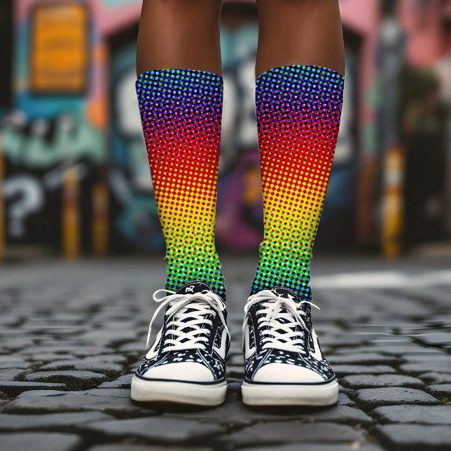 Pop Art Dots Modern Rainbow Bright & Colourful Coo Socks (Creator Uploaded)