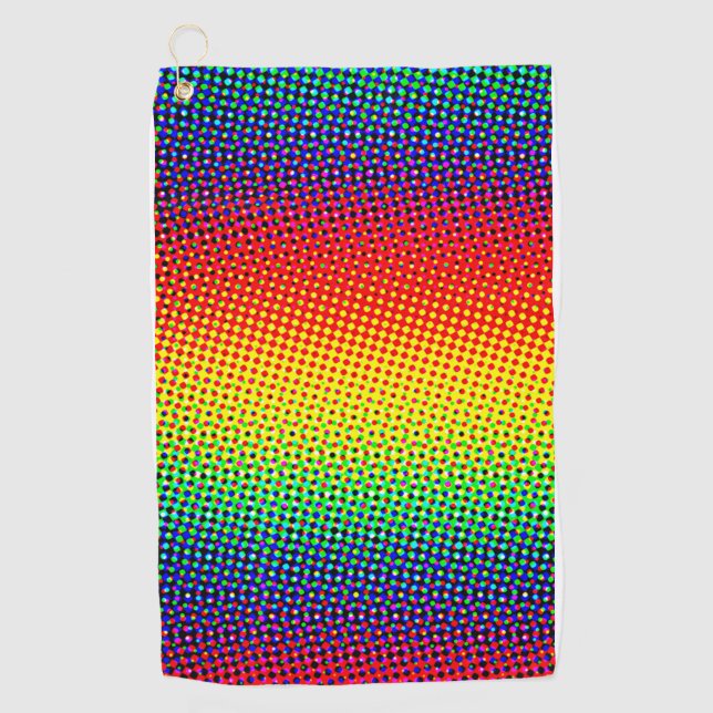 Pop Art Dots Rainbow Bright Cheerful Colourful Gay Golf Towel (Front)