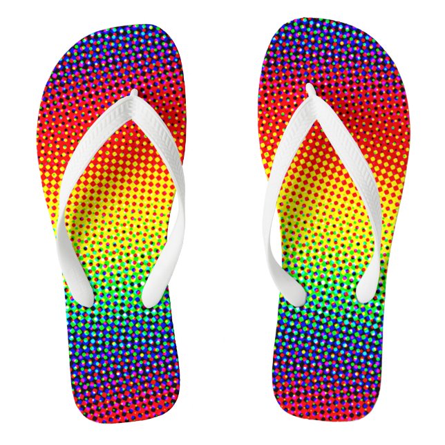 Pop Art Dots Rainbow Bright Colourful Gay Pride Flip Flops (Footbed)
