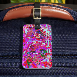 Pop Art Dragonflies on Pink Latte Mug Luggage Tag