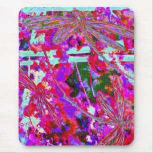 Pop Art Dragonflies on Pink Latte Mug Mouse Mat