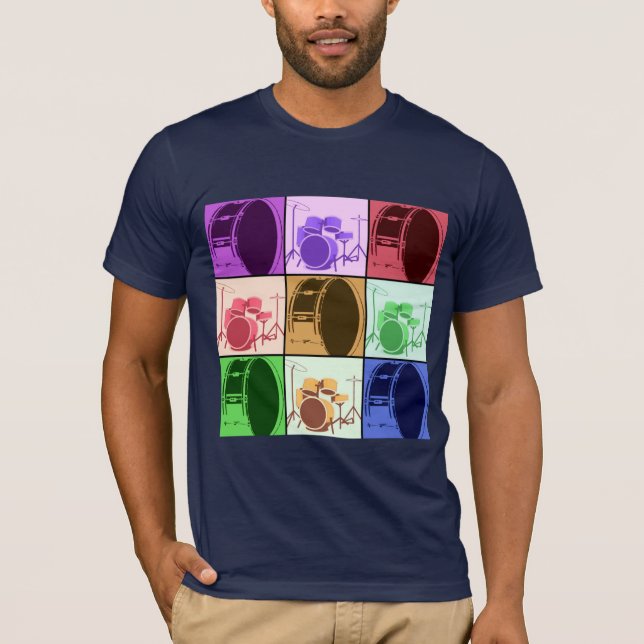 Pop Art Drum and Drum Set Mod Dark Shirt (Front)