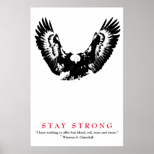 Pop Art Eagle WWII Quote by Churchill Motivational Poster