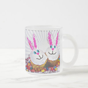 Pop Art Easter Bunny Cupcakes Frosted Glass Coffee Mug