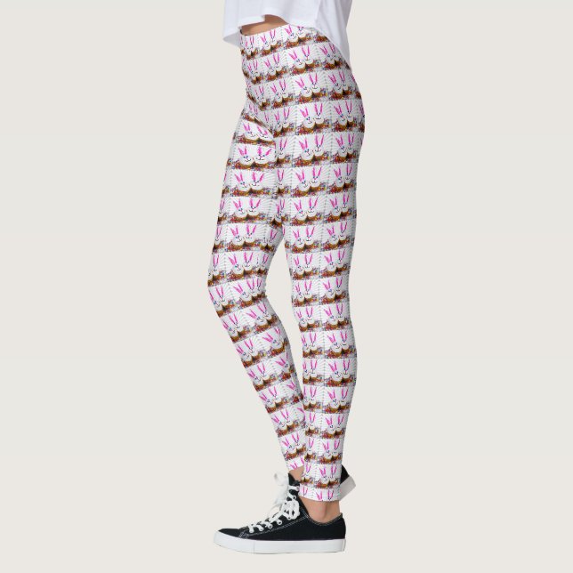 Pop Art Easter Bunny Cupcakes Leggings (Left)