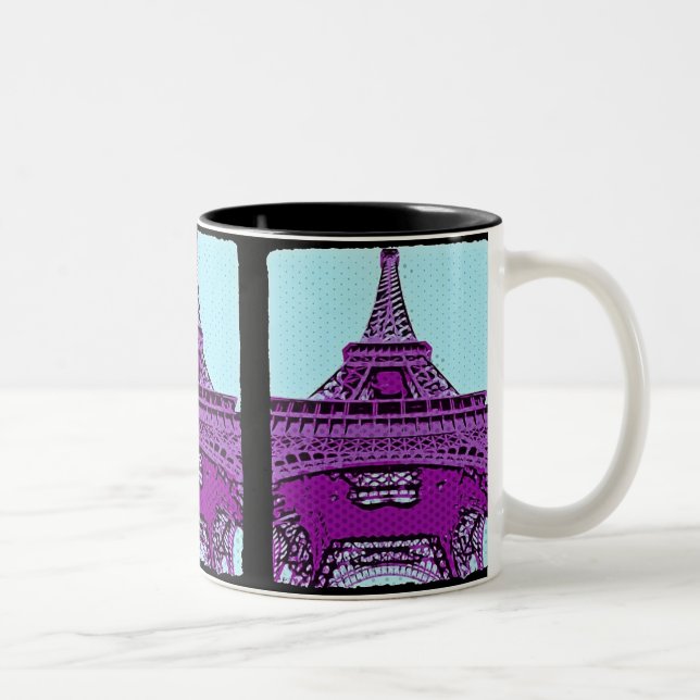 Pop Art Eiffel Tower Two-Tone Coffee Mug (Right)