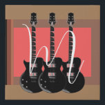 Pop Art Electric Guitar Monogram Initial Faux Canvas Print<br><div class="desc">Musical Instruments Graphic Designs Illustrations</div>