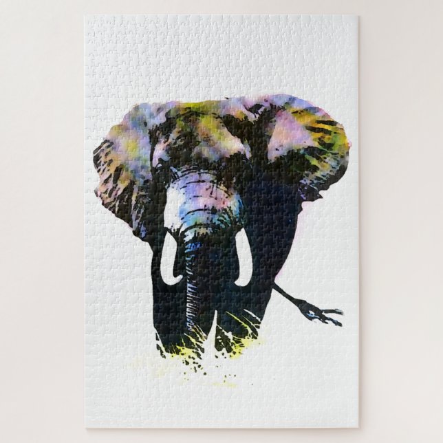 Pop Art Elephant - Animal Illustration Painting Jigsaw Puzzle (Vertical)