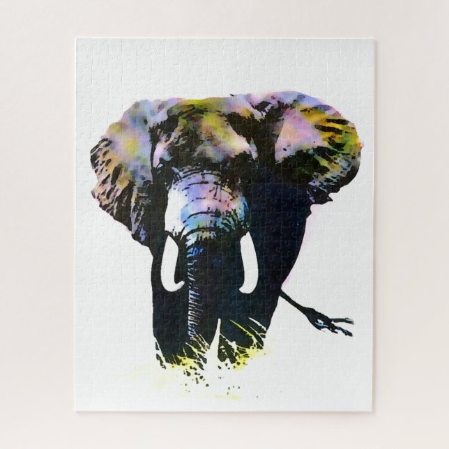 Pop Art Elephant - Animal Illustration Painting Jigsaw Puzzle (Vertical)