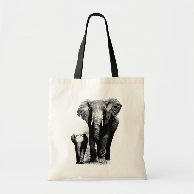 Pop Art Elephant Family Mum Baby Tote Bag (Front)