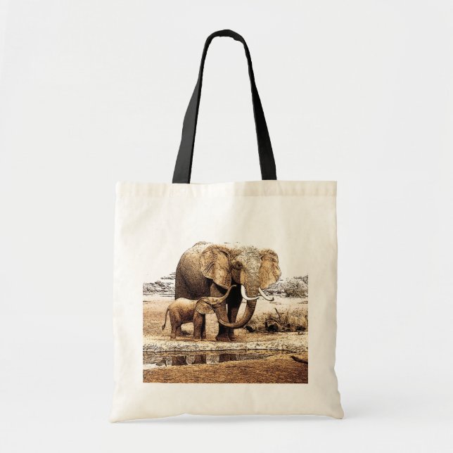 Pop Art Elephant Family Mum Baby Tote Bag (Front)
