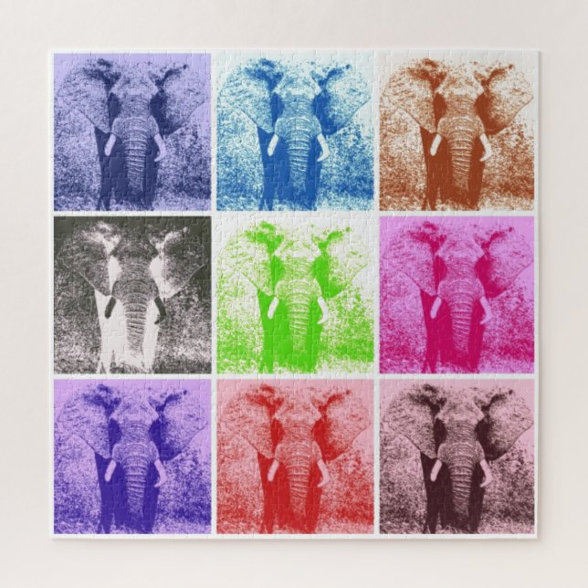 Pop Art Elephant Retro Illustration Jigsaw Puzzle (Vertical)