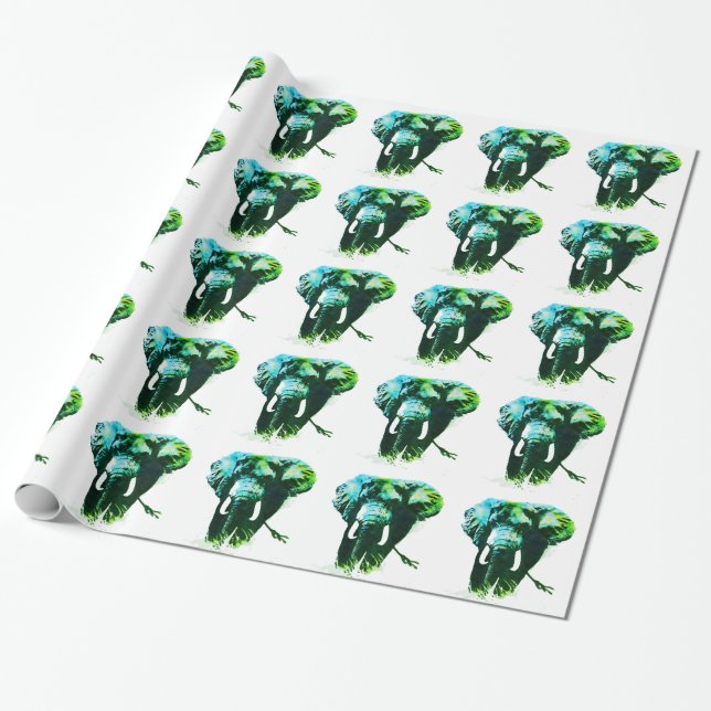Pop Art Elephant Wrapping Paper (Unrolled)