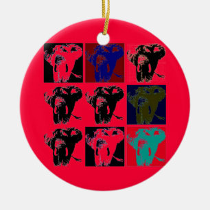 Pop Art Elephants Ceramic Tree Decoration