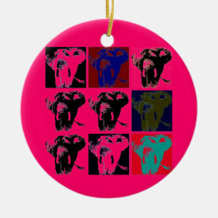 Pop Art Elephants Ceramic Tree Decoration