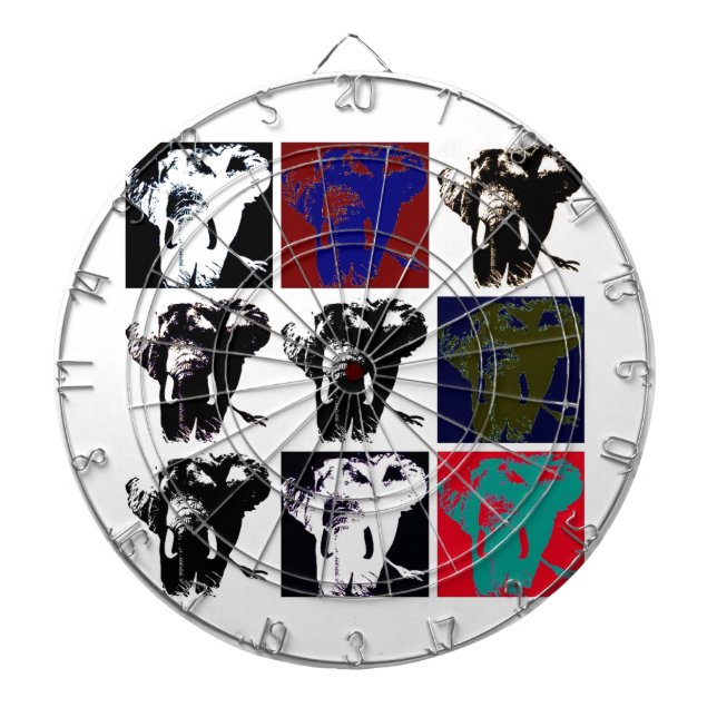 Pop Art Elephants Dartboard (Front)