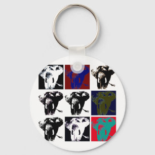 Pop Art Elephants Key Ring