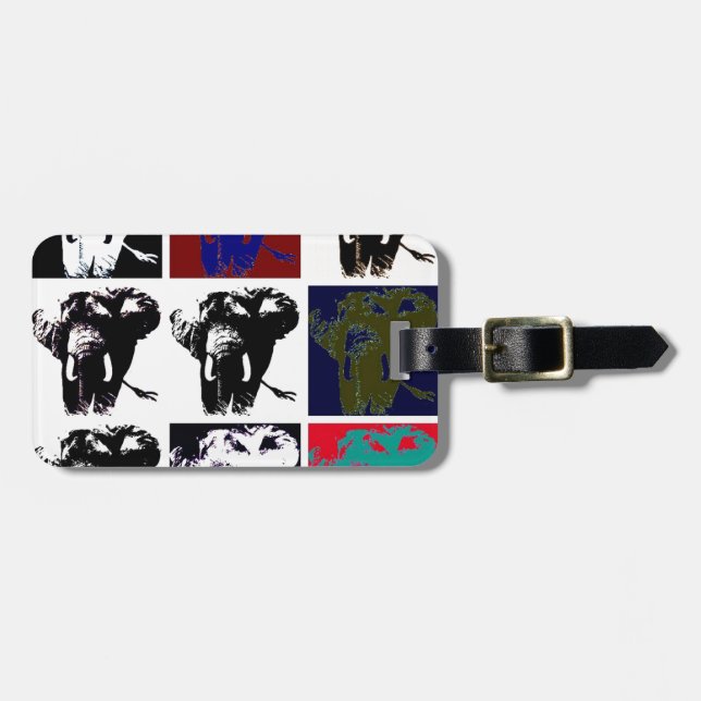 Pop Art Elephants Luggage Tag (Front Horizontal)