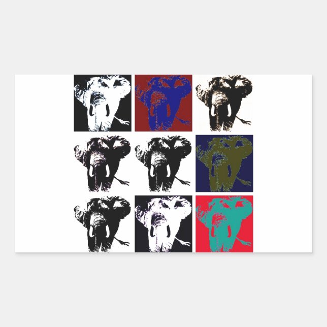 Pop Art Elephants Rectangular Sticker (Front)