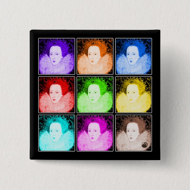 Pop Art Elizabeth I 15 Cm Square Badge (Front)
