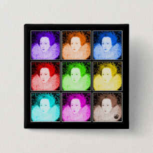 Pop Art Elizabeth I 15 Cm Square Badge
