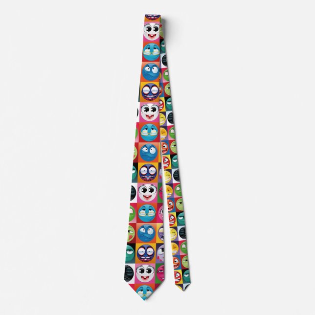 pop art emoji mens neck tie (Front)