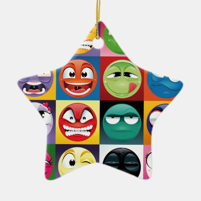 pop art emojis ceramic tree decoration (Front)