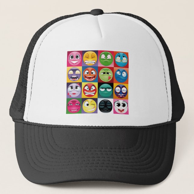 pop art emojis trucker hat (Front)