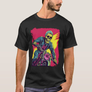 Pop Art Esqueleto Skeleton Motor Bike T-Shirt