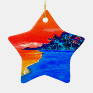 Pop Art Exotic Beach Palm Trees Ceramic Tree Decoration