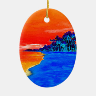Pop Art Exotic Beach Palm Trees Ceramic Tree Decoration
