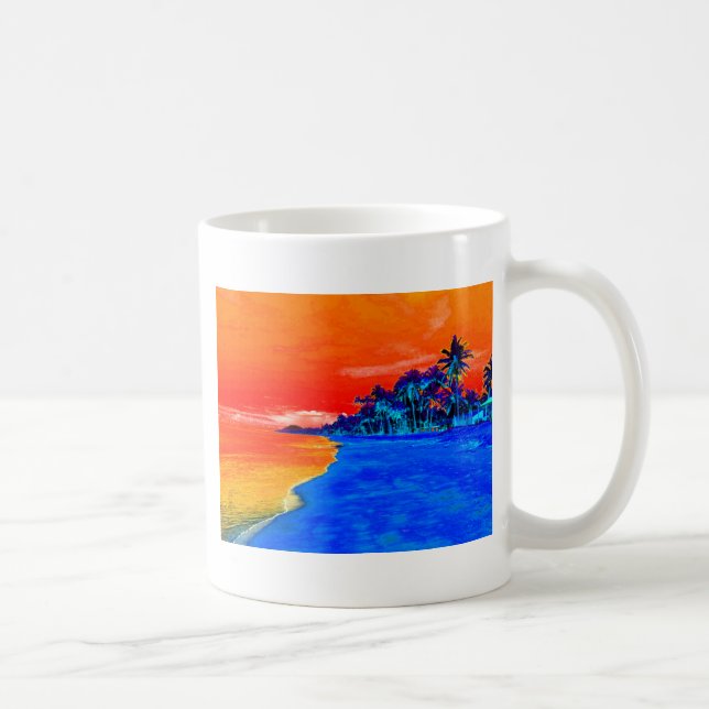 Pop Art Exotic Beach Palm Trees Coffee Mug (Right)