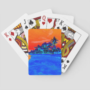 Pop Art Exotic Beach Palm Trees Playing Cards