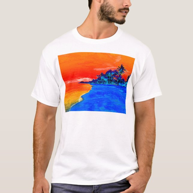Pop Art Exotic Beach Palm Trees T-Shirt (Front)