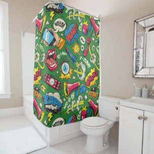 Pop Art Explosion Retro Comic Shower Curtain