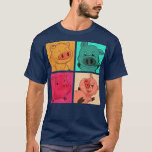 Pop Art Farm Animal Piglet Farmer Farming Pig  T-Shirt