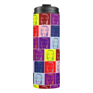 pop art female face cartoon thermal tumbler