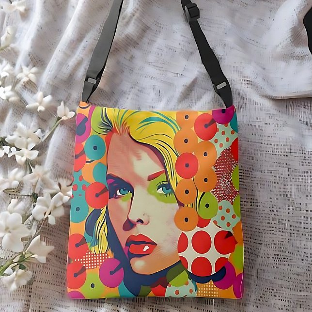 Pop Art Female Face Vibrant Pattern  Crossbody Bag (Creator Uploaded)
