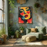 Pop Art Female Face With Hearts Romantic Neon Art Photo Print<br><div class="desc">This pop art artwork features a stylized female face surrounded by bold heart shapes and vibrant neon-inspired colors. Expressive textures, strong contrast, and graphic composition create a modern, emotionally rich image inspired by love, nightlife aesthetics, and contemporary pop culture. Ideal wall art for modern interiors, bedrooms, studios, and creative spaces...</div>