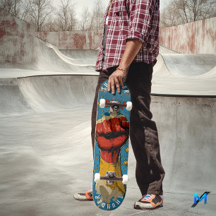 Pop Art Fist with Comic Burst - Bold Retro Vibe Skateboard