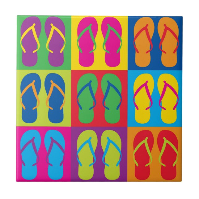 Pop Art Flip Flops Tile (Front)