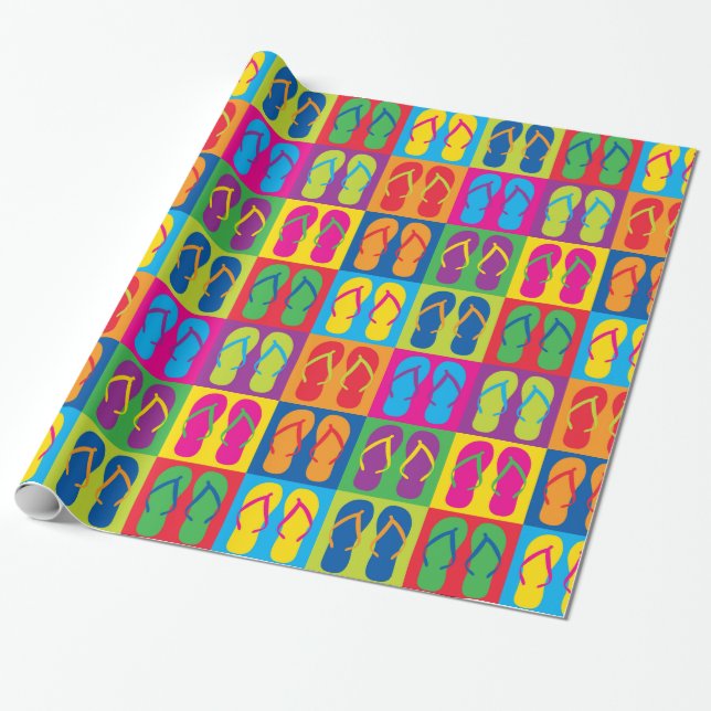 Pop Art Flip Flops Wrapping Paper (Unrolled)